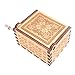Mini Music Box Hand Crank Carved Wood Musical Gifts,Play Let it Be,Brown