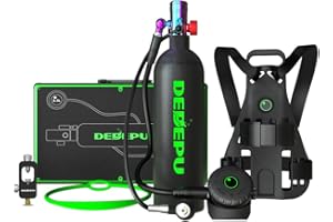 DEDEPU 2.3L Scuba Tank, Mini Diving Tank Small Lung Tank with Adapter, Up to 40 Mins Underwater Breathing Time, Portable Backup Air Cylinder, Emergency Resuce Pony Bottle