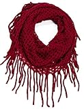 AOLOSHOW Winter Warm Crochet Knit One Circle Infinity Loop Scarf, Dark Red