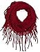 AOLOSHOW Winter Warm Crochet Knit One Circle Infinity Loop Scarf, Dark Red
