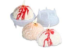 Cestony Halloween 2Pcs/Set 3D Brains Shape Candle Silicone Molds for Making Candle Resin Pillar Aromatherapy Candles Wax Soap Flower Specimen Clay Craft