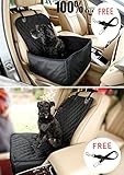 Pet Front Seat Cover Pet Booster Seat, C&D Deluxe 2 in 1 Dog Seat Cover for Cars Waterproof Dog Front Seat Cover Pet Bucket Seat Cover WITH SAFETY BELT(BLACK)