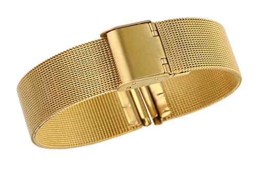 18mm Unisex Gold High-end Mesh Metal Mesh Watch Bands with Sliding Clasp Adjustable Size