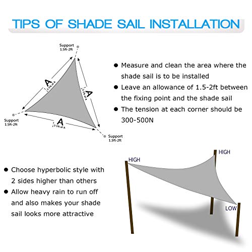 Amagenix Triangle Sun Shade Sails Canopy, Rust Red Outdoor Shade Canopy 20' X 20' X 20' UV Block Canopy for Outdoor… – Bild 8