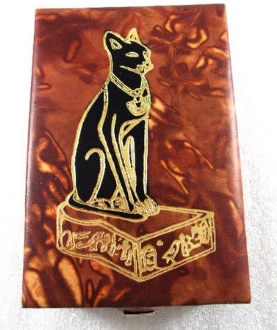 Egyptian Genuine Leather Large Treasure Jewelry Box BASTET Pharaoh 6" (16CM) 221