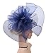 Urban CoCo Women's Elegant Flower Feather and Veil Fascinator Cocktail Party Hair Clip Hat (# 5 Navy Blue)