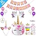 Daisyformals Unicorn Party Supplies Decorations with Unicorn Cake Topper,Unicorn Headband,24 Pcs Unicorn Cupcake Toppers Wrappers and Happy Birthday Banner + Unicorn Balloons Party Ballons (35 Packs)