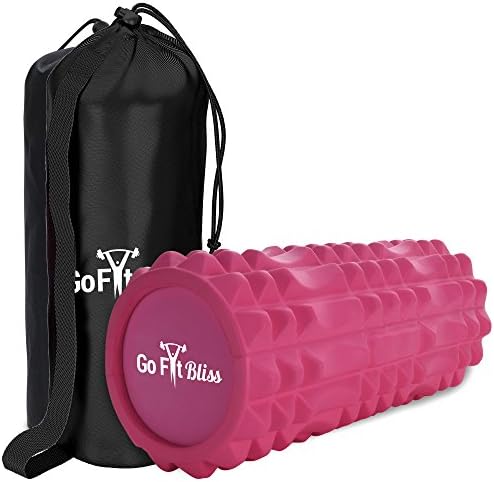Foam Roller- High Density Yoga Foam Roller with Trigger Points for Deep Muscle Massage and Pain Relief - Exercise Tool for Roll &amp; Stretch - For Men and Women with a Carry Bag by GoFitBliss