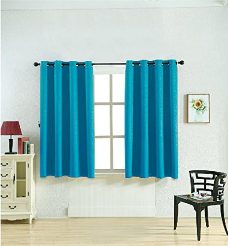 Taisier Sky Blue 63 Inch Length, 2 Panels Curtains Machine Washable Energy Saving Eyelet Blackout Draperies Curtains for Girls Room, with 2 Tie Backs (52 by 63 inch, Sky Blue)