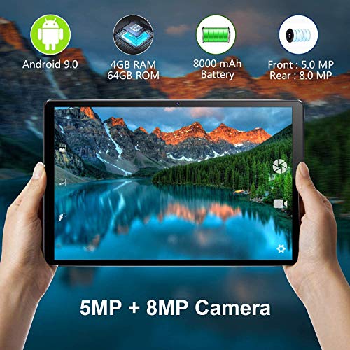 GOODTEL-10-Tablet-with-4GB-RAM-64GB-ROM-Tablets-Android-90-PieDual-CamerasWi-FiHD-IPS-DisplayType-CBluetooth-40Keyboard-Grey
