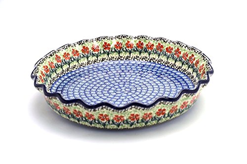 Click Here to See More Images Polish Pottery Baker - Pie Dish - Fluted - Maraschino