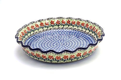 Polish Pottery Baker - Pie Dish - Fluted - Maraschino