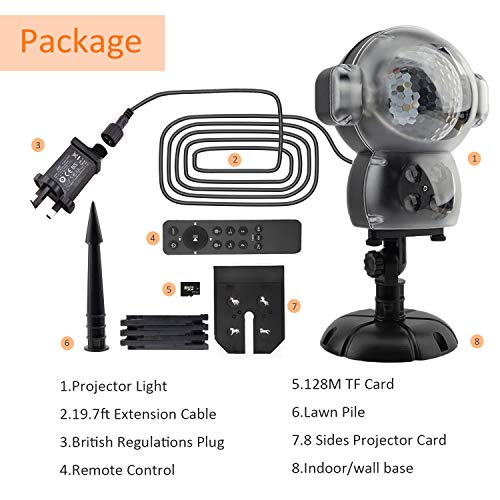 JEESA Christmas Projector Lights, Outdoor Christmas Decorations Music Snow Animated Projector with Remote Control LED Snowfall Hallowee Projector Decorative Lighting for Holiday Party Home Yard Garde