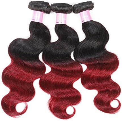 Nifty Girl Brazilian Ombre Virgin Hair Body Wave Weft 3 Bundles 300g 100% Human Hair Extensions Ombre 1B/Burg (16"18"20")