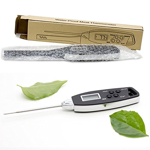 Waterproof Digital Instant Read Meat Thermometer for Grilling Cooking Food BBQ or Candy,TWO BUTTON CELL, Super Fast for Kitchen,Oven,Grill,Water,Beer,Milk,Bath Water Probe,Steak, Indoor Outdoor