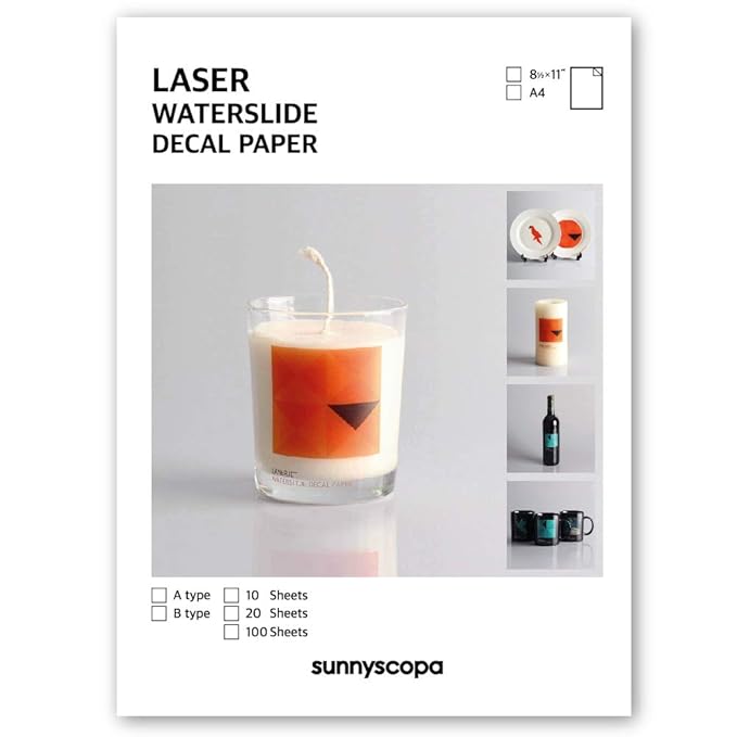 Clear Waterslide Decal Transfer Paper for Laser Printers & Copiers 1x