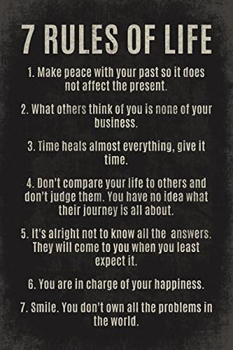 7 Rules Of Life, motivational poster print 47x32 inch