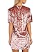Women's Sexy Short Sleeve Velvet Casual T Shirt Mini Shift Dress