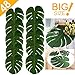 48pcs Large Artificial Tropical Palm Leaves,13.8 by 11.4 inch, Hawaiian Luau Party Tiki,Aloha Jungle Beach Birthday Decorations