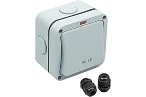 GUZIKO Waterproof Wall Push Button Release Switch, Garage Door Opener Surface Mounted for Automatic Gate Opener, Reset Press Type Outdoor Switch for Courtyard Warehouse School, Door Access Control System