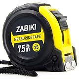 Zabiki Measuring Tape Measure, 25 Ft Easy to Read Decimal Retractable Dual Side Ruler with Metric and Inches, for Surveyors, Engineers and Electricians, with Magnetic Tip and Rubber Protective Casing