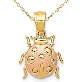 14K Yellow and Rose Pink Gold Ladybug Pendant Necklace with Chain