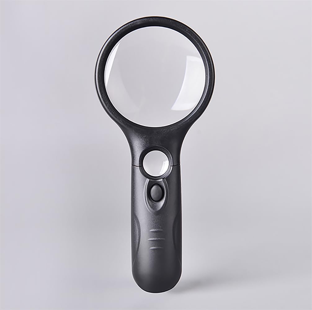 Heavy-Duty Magnifying Glass with Light | 3x & 45x Magnification | Scratch-Proof Lens | Handheld | Lightweight | For Seniors with Macular Degeneration, Adults with Hobbies & Kids with Curiosity