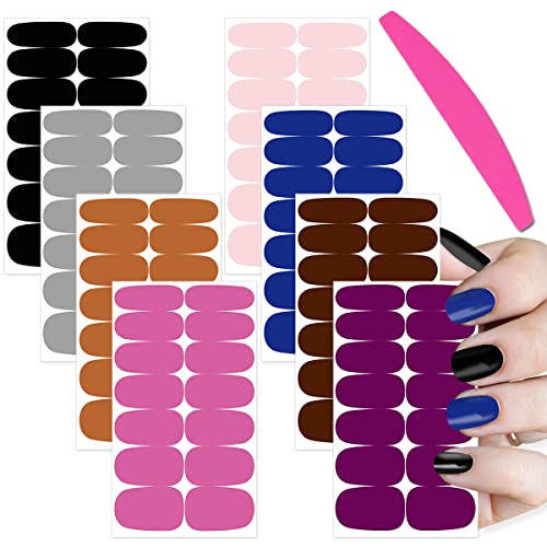 SILPECWEE 8 Sheets Nail Polish Strips Solid Color Nail Wraps Adhesive
