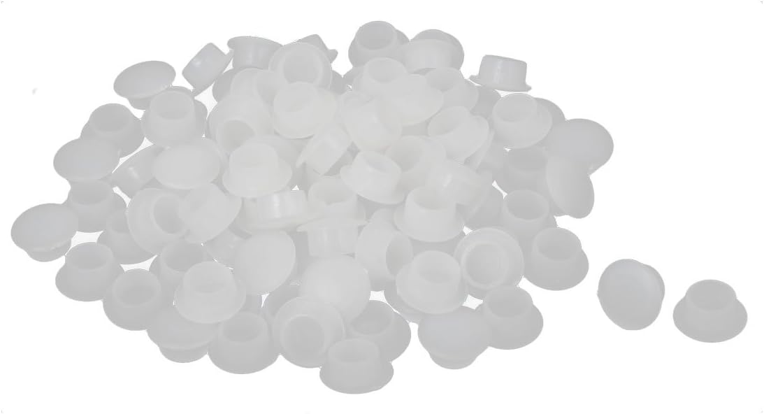 Sourcingmap® 10mm Dia Hole Round Plastic Blanking End Screw Cap Covers Insert White 100 Pcs