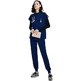 Uniforms World Avant Scrubs for Women Set — Classic fit Top & Slim Jogging Pants, Yoga Waistband, 7 Pockets, Anti-Wrinkle