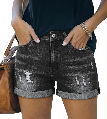 Puff Womens Distressed Denim Shorts