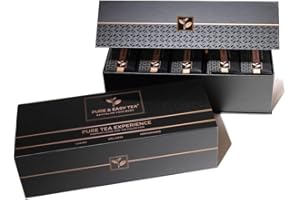 Pure And Easy Tea, Premium Loose Leaf Tea Sampler Set, 30-Count Variety Pack of Herbal and Caffeinated Blends, Luxury and Wellness Teas in a Designer Gift Box (150g)
