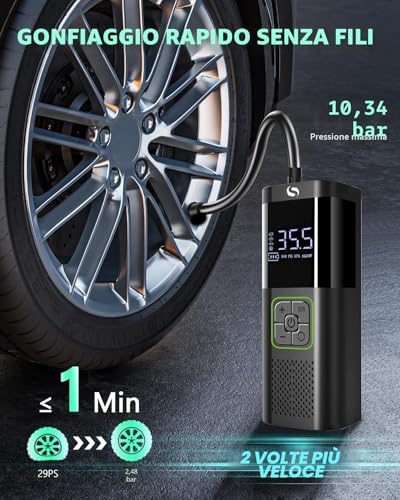 SERVOMASTER Portable Air Compressor, Portable Electric Inflator with Pressure Gauge, Electric Pump is Suitable for Car, Motorcycle, Bicycle, Ball