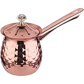 Alunsito 20 Oz / 600 Ml Stainless Steel Turkish Greek Arabic Coffee Pot, Stainless Steel Stovetop Coffee Maker with Lid and Handle, Espresso Maker, Milk & Butter Warmer, Rose Gold