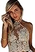 Simplee Apparel Women's Halter Neck Tank Crop Top Sleeveless Lace Vest Bustier, Gold, 1/7, Medium