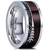 King Will Nature 8mm Real Wood Inlay Titanium Wedding Ring Imitated Meteorite Comfort Fit