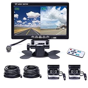 Camecho Dual Backup Camera 4 Split Monitor Achtercamera Auto 18 IR Nachtzicht Waterdicht Aviation 4-pins Aansluiting 33…