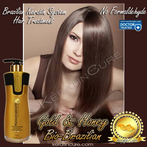 KERATIN CURE FORMALDEHYDE FREE BRAZILIAN HAIR TREATMENT GOLD & HONEY BIO-BRAZILIAN REPAIR-STRAIGHTENER PROFESSIONAL (460ml/ 15 fl oz)