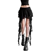 Women's High Waist Mesh Y2K Skirt Gothic Irregular Layered Skirts Club Rave Cute Mini Skirts