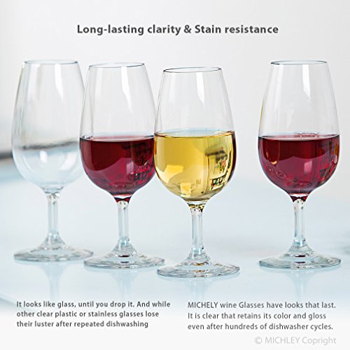 MICHLEY Unbreakable Wine Glasses, 100 Tritan Shatterproof Wine Glasses