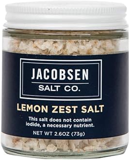 Jacobsen Salt Co. Specialty Sea Salt for Fancy Gourmet Cooking, Infused Sea Salt, Lemon Zest Flavored, 2.7 Ounce