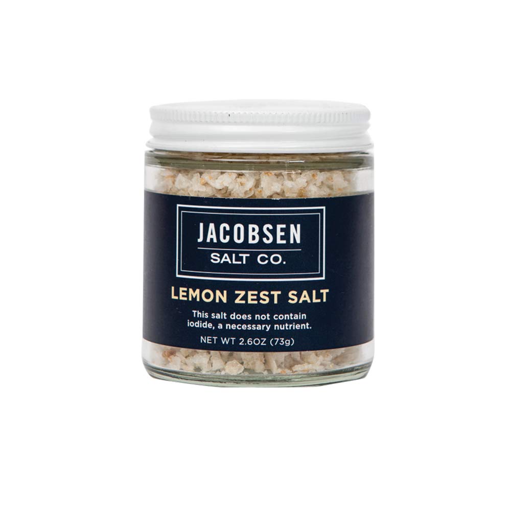 Jacobsen Salt Co. Specialty Sea Salt for Fancy Gourmet Cooking, Infused Sea Salt, Lemon Zest Flavored, 2.7 Ounce