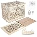 Coodoo Wedding Decorations Card Box and Guest Book - Wooden Gift Card Holder Money Box with Security Heart Lock Rustic Wedding Supplies for Party Reception Baby Shower Birthday 1