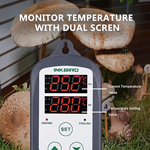Inkbird ITC-308 220 V Digital Temperature Controller Thermostat Control with Heating and Cooling for Homebrew, Breeding, Greenhouse