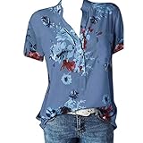 Women Printing Pocket Plus Size Short Sleeve Brief Blouse Top Shirt