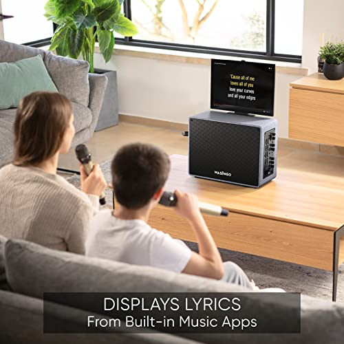 MASINGO 2023 Professional Karaoke Machine with Lyrics Display Screen + 2 UHF Wireless