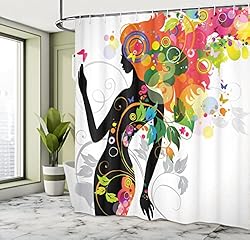 Ambesonne Colorful Shower Curtain, Madame Butterfly