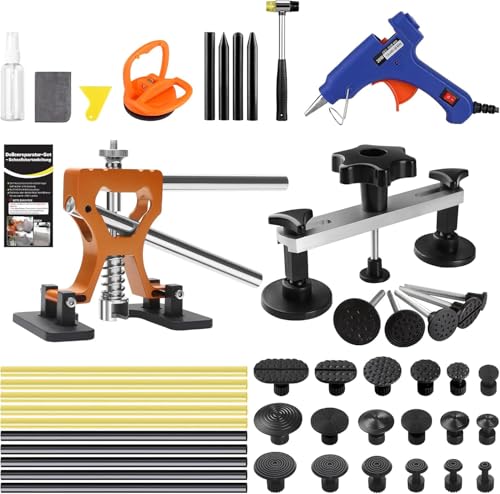 PDR Car Dent Repair Kit, Paint-Free Dent Removal Tool Set, Toothpuller, Suction Cup and Tool for Body, Ideal for Medium and Small Dents, Hail Damage and Dents