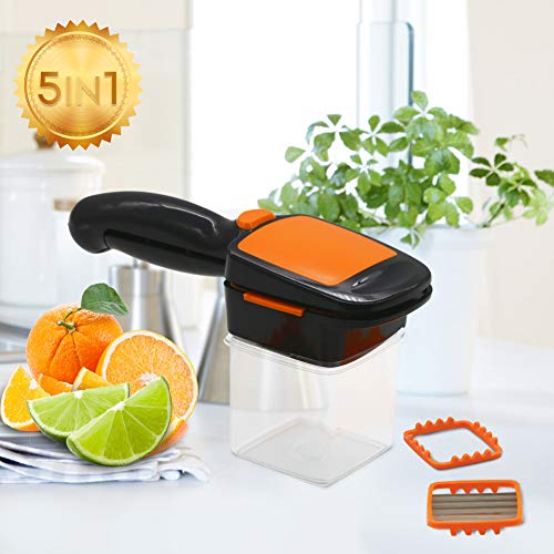 Vegetables Cutter, 5 In 1 Fruits Cutter Chopper Slicer Column Egg Cutter Crusher Perfect for Kitchen Cooking Xmas New Year Dinner Party (Orange)