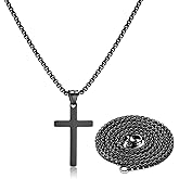 Stainless Steel Cross Necklace for Men Silver Cross Necklace for boy Small Cross Pendant Necklace Simple Jewelry Cross Chain Gifts for Men